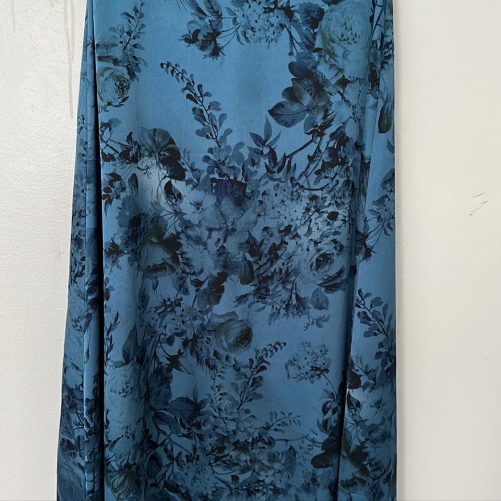 Floral Blue Skirt silky